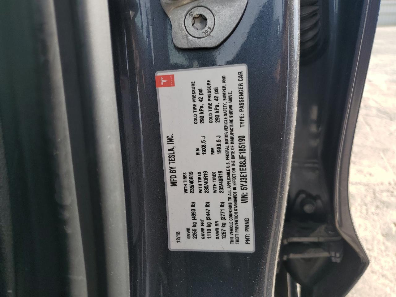 VIN 5YJ3E1EB8JF185190 2018 TESLA MODEL 3 no.13