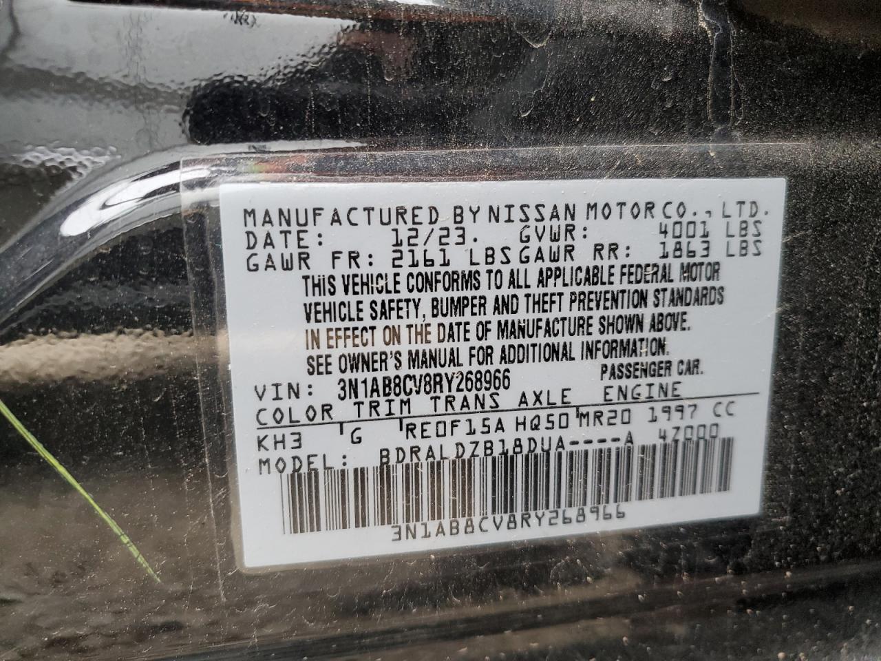 VIN 3N1AB8CV8RY268966 2024 NISSAN SENTRA no.13