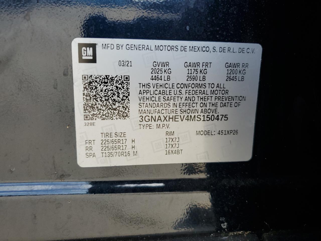 2021 Chevrolet Equinox Ls VIN: 3GNAXHEV4MS150475 Lot: 80428744