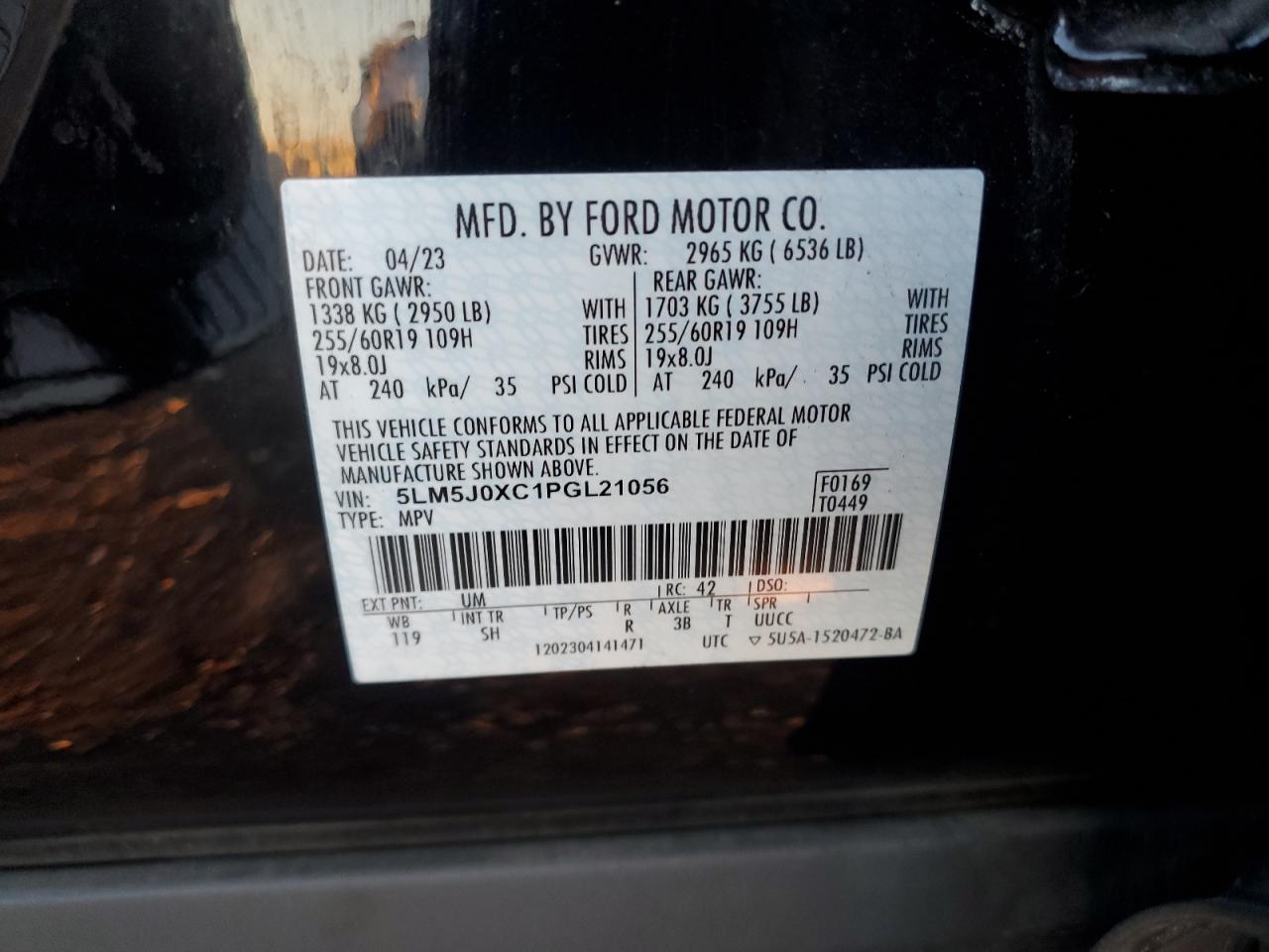 2023 Lincoln Aviator VIN: 5LM5J0XC1PGL21056 Lot: 81563704