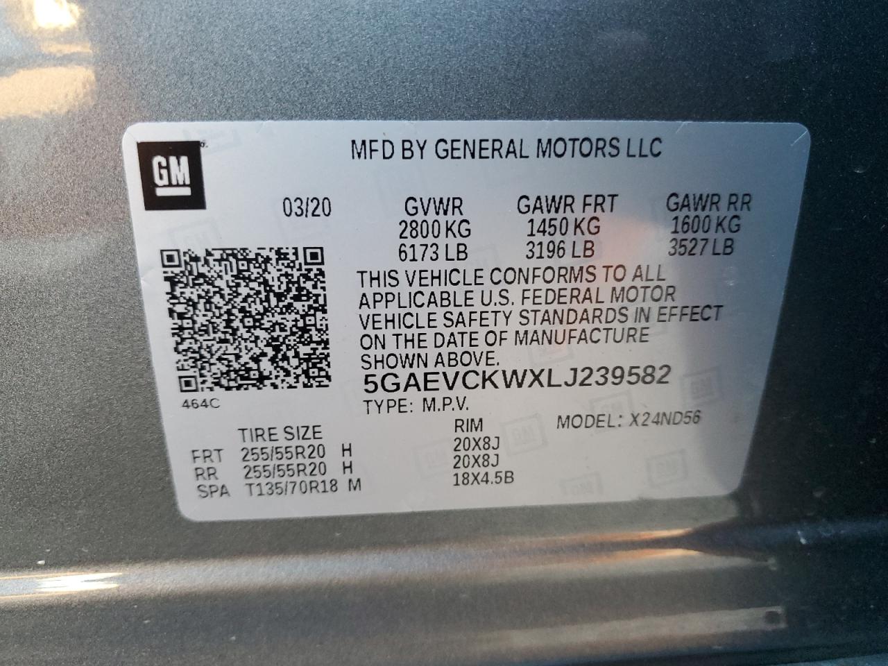 VIN 5GAEVCKWXLJ239582 2020 BUICK ENCLAVE no.14