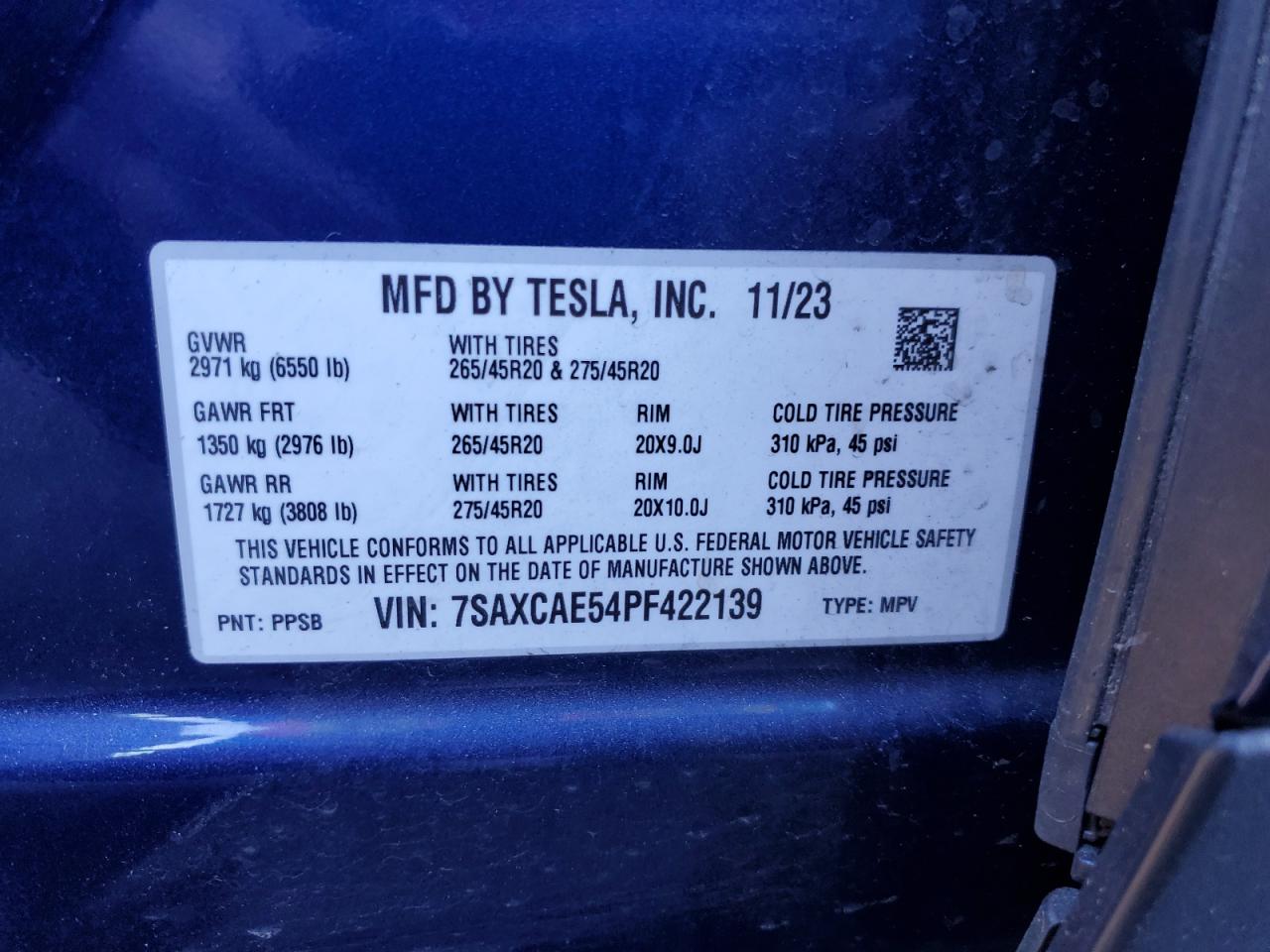 2023 Tesla Model X VIN: 7SAXCAE54PF422139 Lot: 79439954