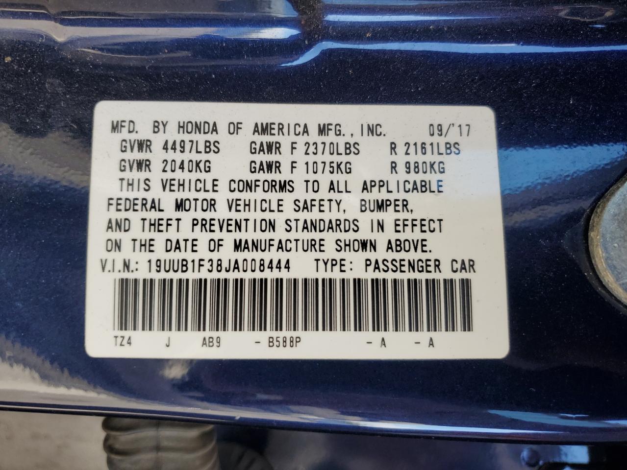 VIN 19UUB1F38JA008444 2018 ACURA TLX no.13