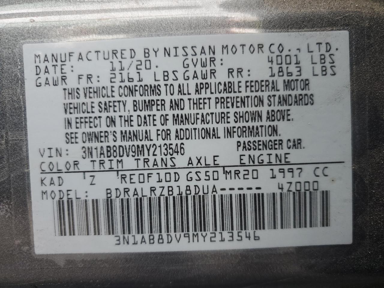 2021 Nissan Sentra Sr VIN: 3N1AB8DV9MY213546 Lot: 79095664