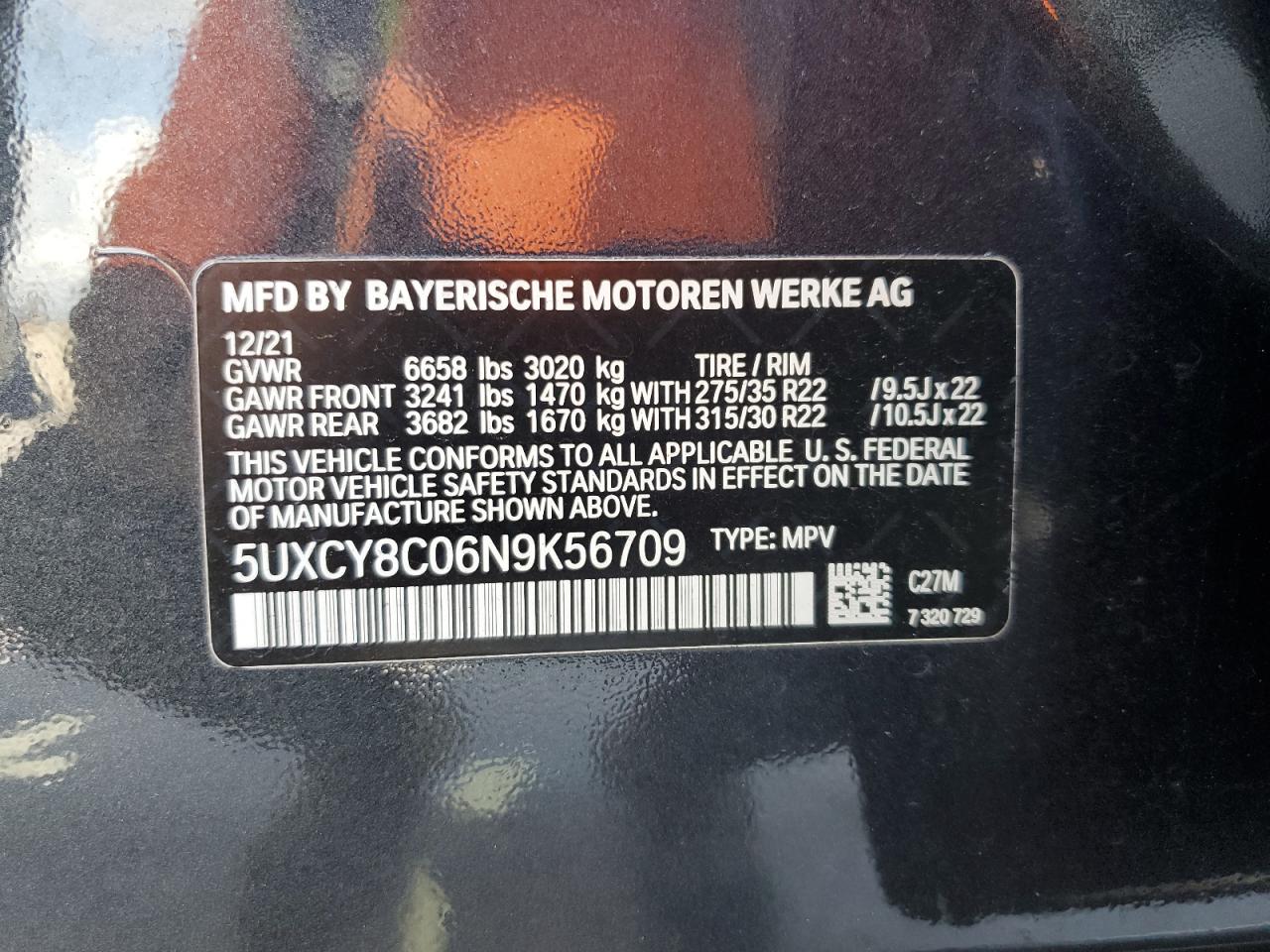 5UXCY8C06N9K56709 BMW X6 2022. Фото: 12