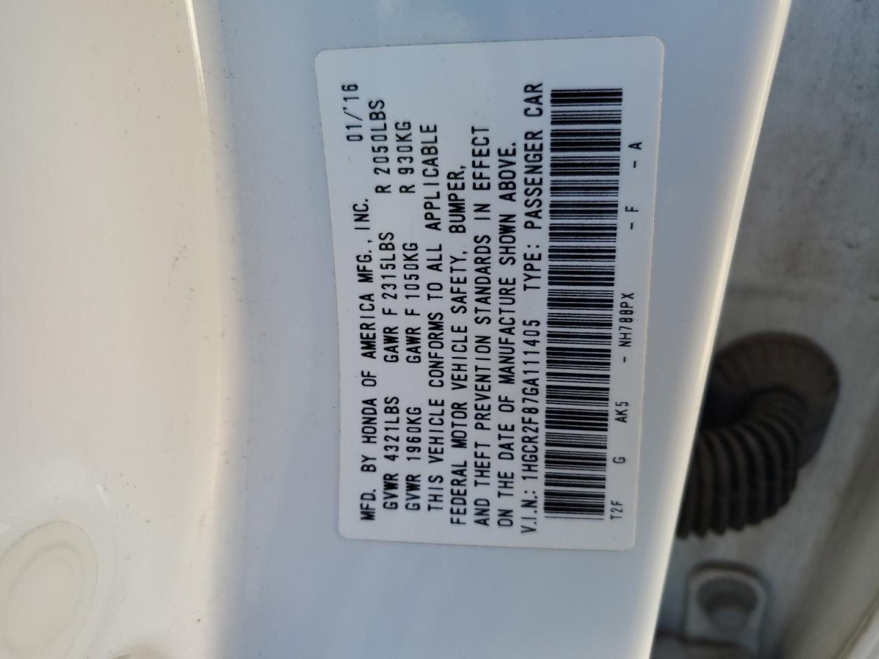 2016 Honda Accord Exl VIN: 1HGCR2F87GA111405 Lot: 81819084