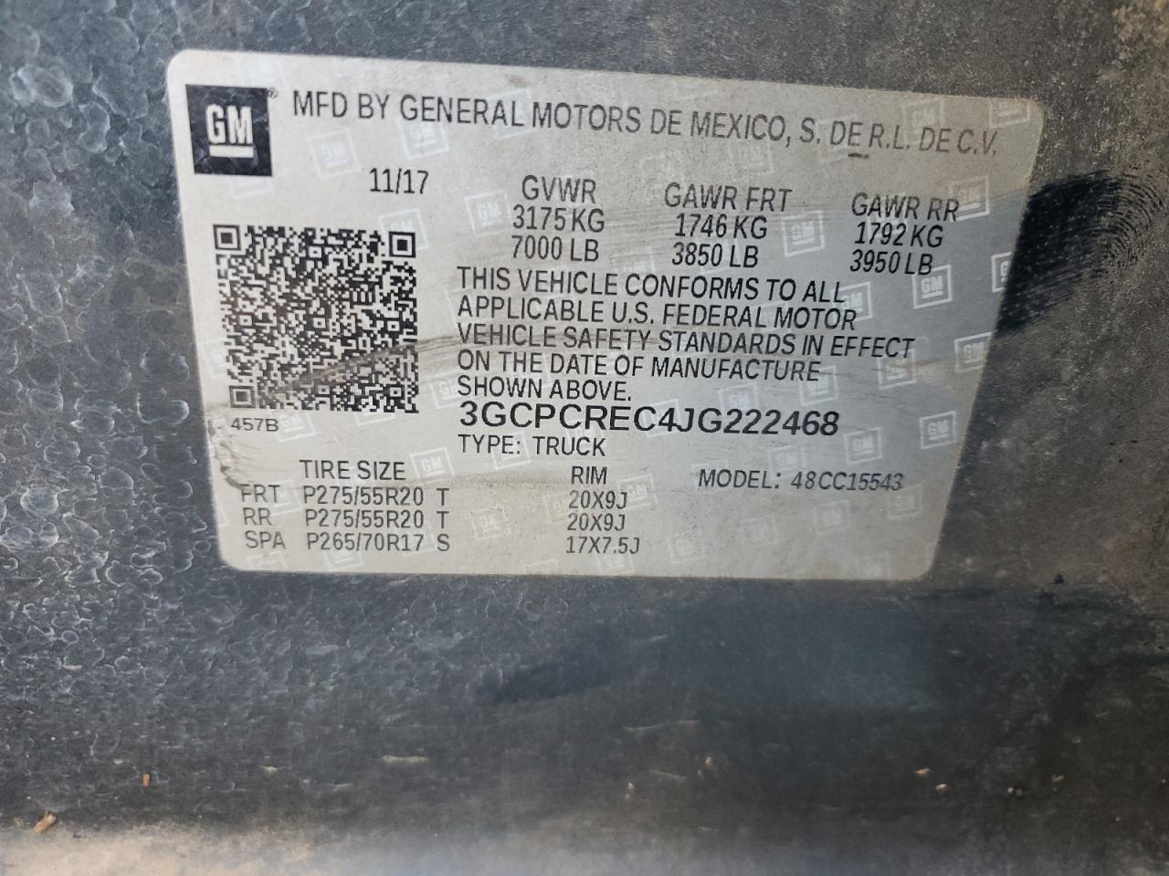 VIN 3GCPCREC4JG222468 2018 CHEVROLET ALL Models no.12