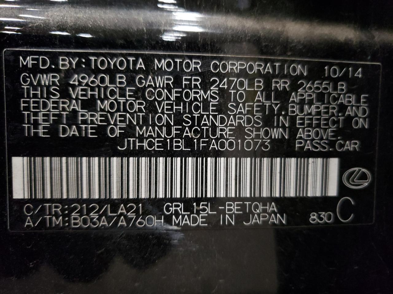 JTHCE1BL1FA001073 2015 LEXUS GS - Image 13