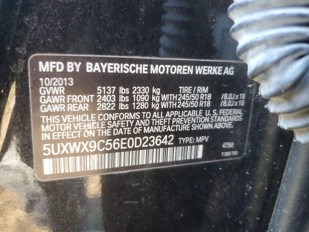 VIN 5UXWX9C56E0D23642 2014 BMW X3 no.13