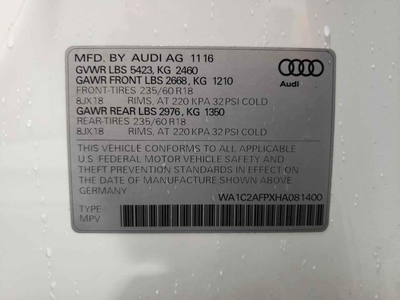 WA1C2AFPXHA081400 2017 AUDI Q5 - Image 13