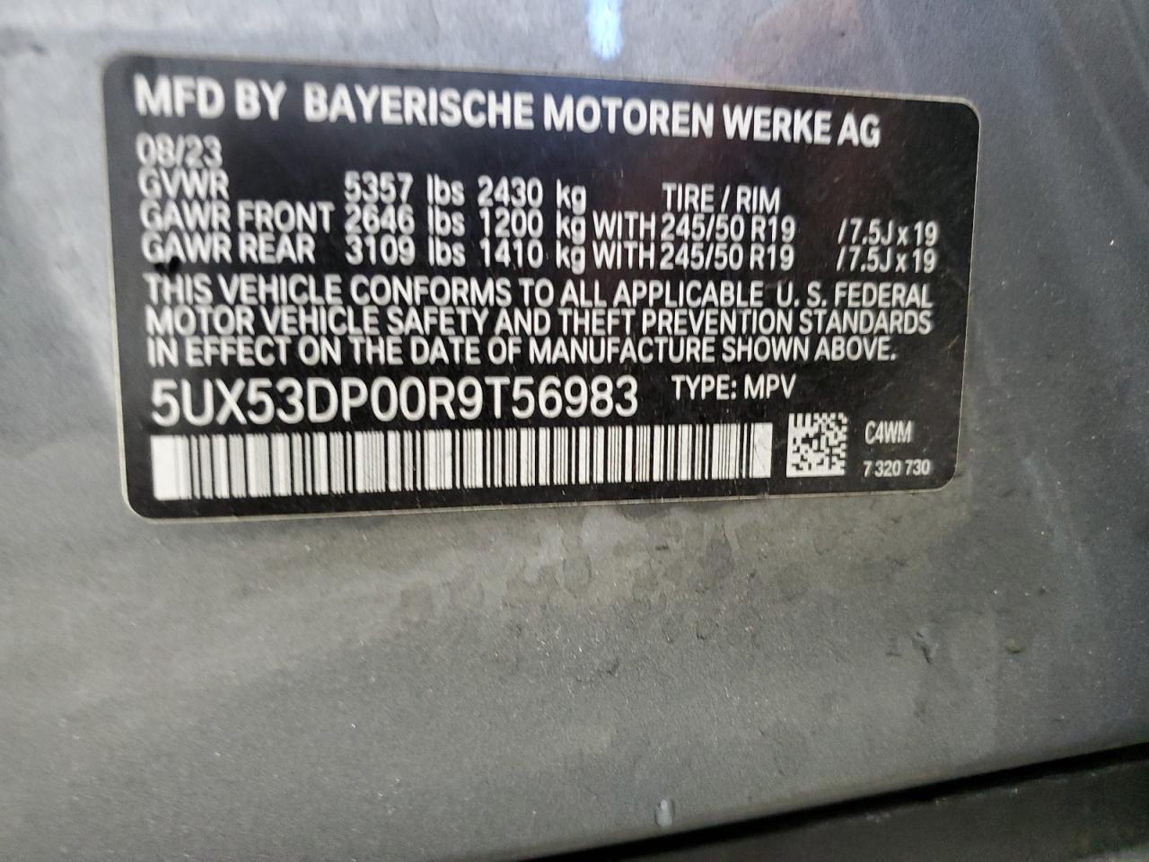 VIN 5UX53DP00R9T56983 2024 BMW X3 no.14