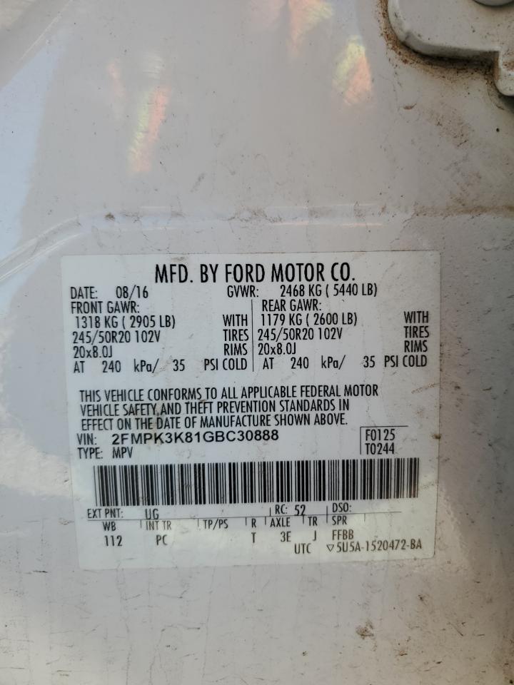 VIN 2FMPK3K81GBC30888 2016 FORD EDGE no.13