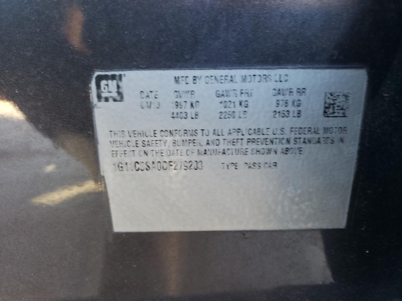 2013 Chevrolet Malibu 1Lt VIN: 1G11C5SA0DF279203 Lot: 81901044