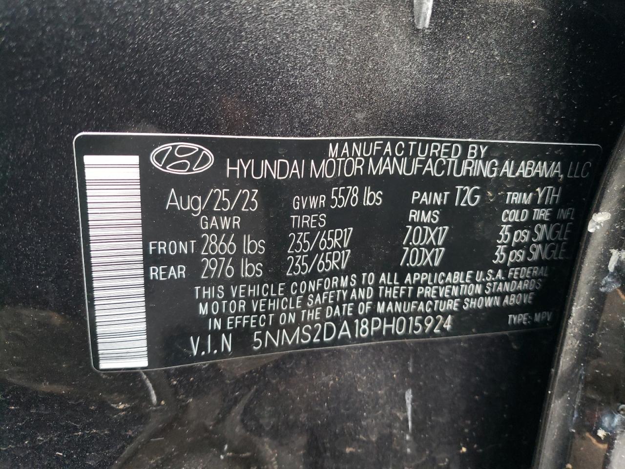 VIN 5NMS2DA18PH015924 2023 HYUNDAI SANTA FE no.13