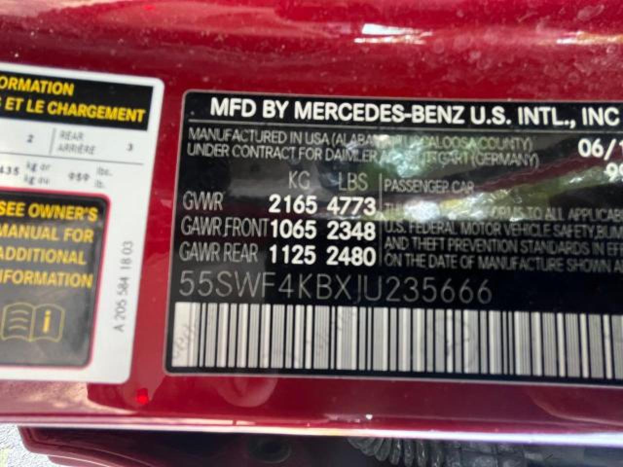 2018 Mercedes-Benz C 300 4Matic VIN: 55SWF4KBXJU235666 Lot: 82494104