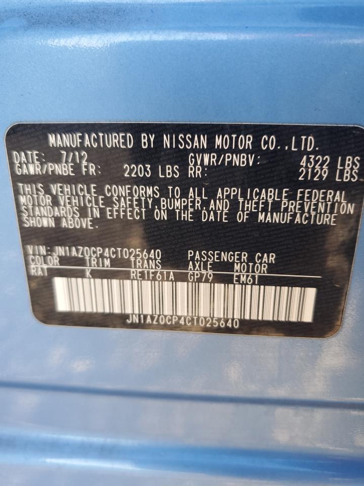 2012 Nissan Leaf Sv VIN: JN1AZ0CP4CT025640 Lot: 81509284