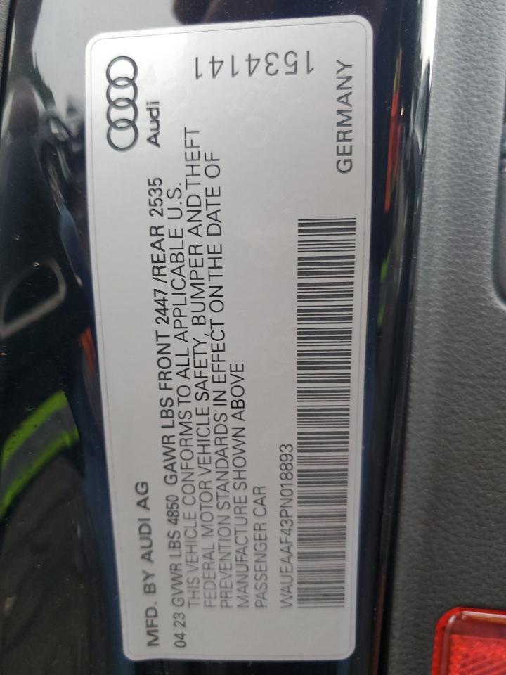 2023 Audi A4 Premium Plus 45 VIN: WAUEAAF43PN018893 Lot: 80347384