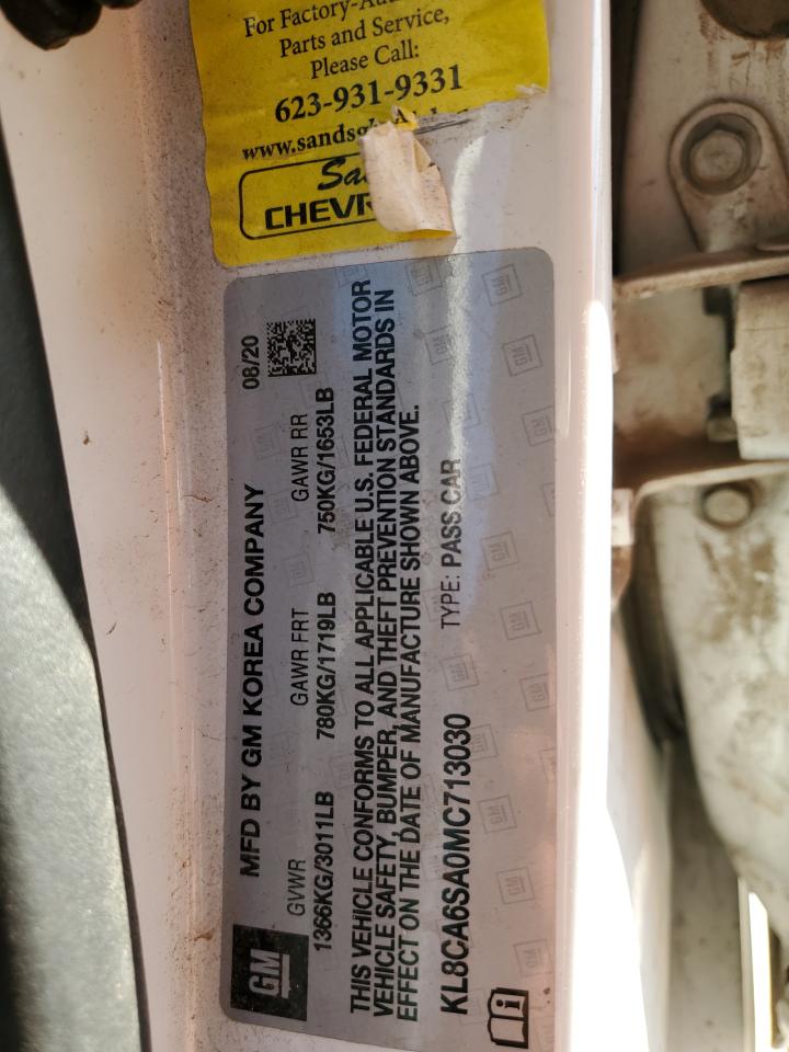 2021 Chevrolet Spark Ls VIN: KL8CA6SA0MC713030 Lot: 79766514