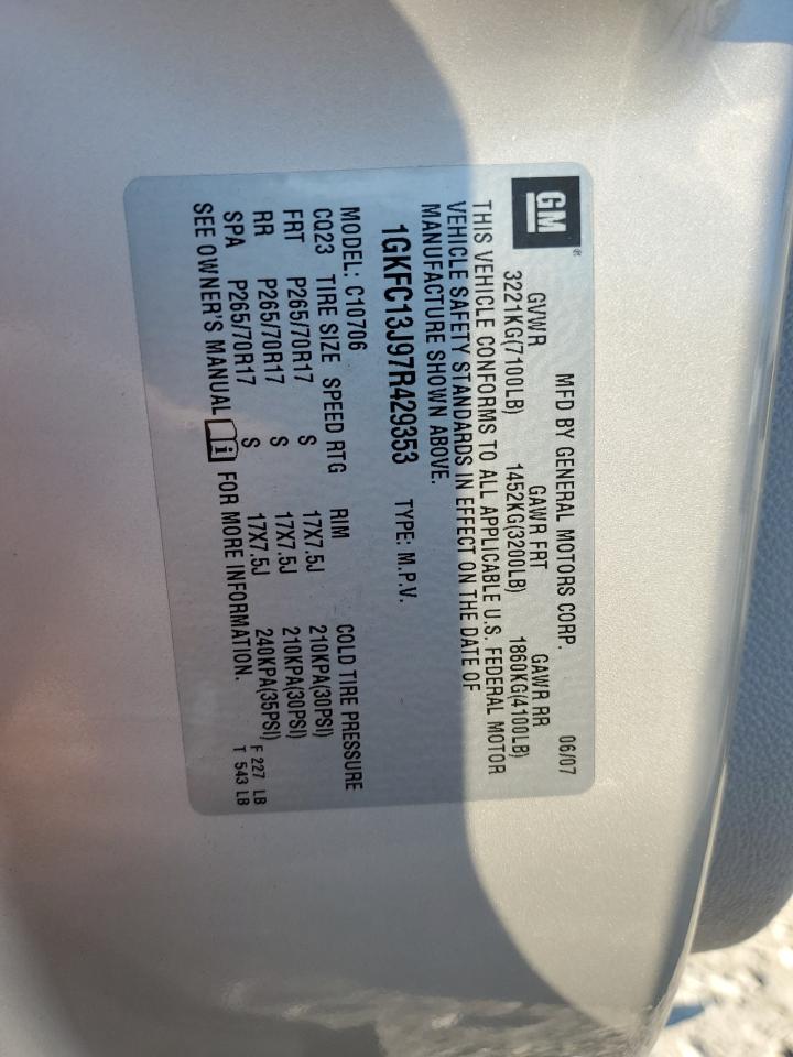 2007 GMC Yukon VIN: 1GKFC13J97R429353 Lot: 80542304