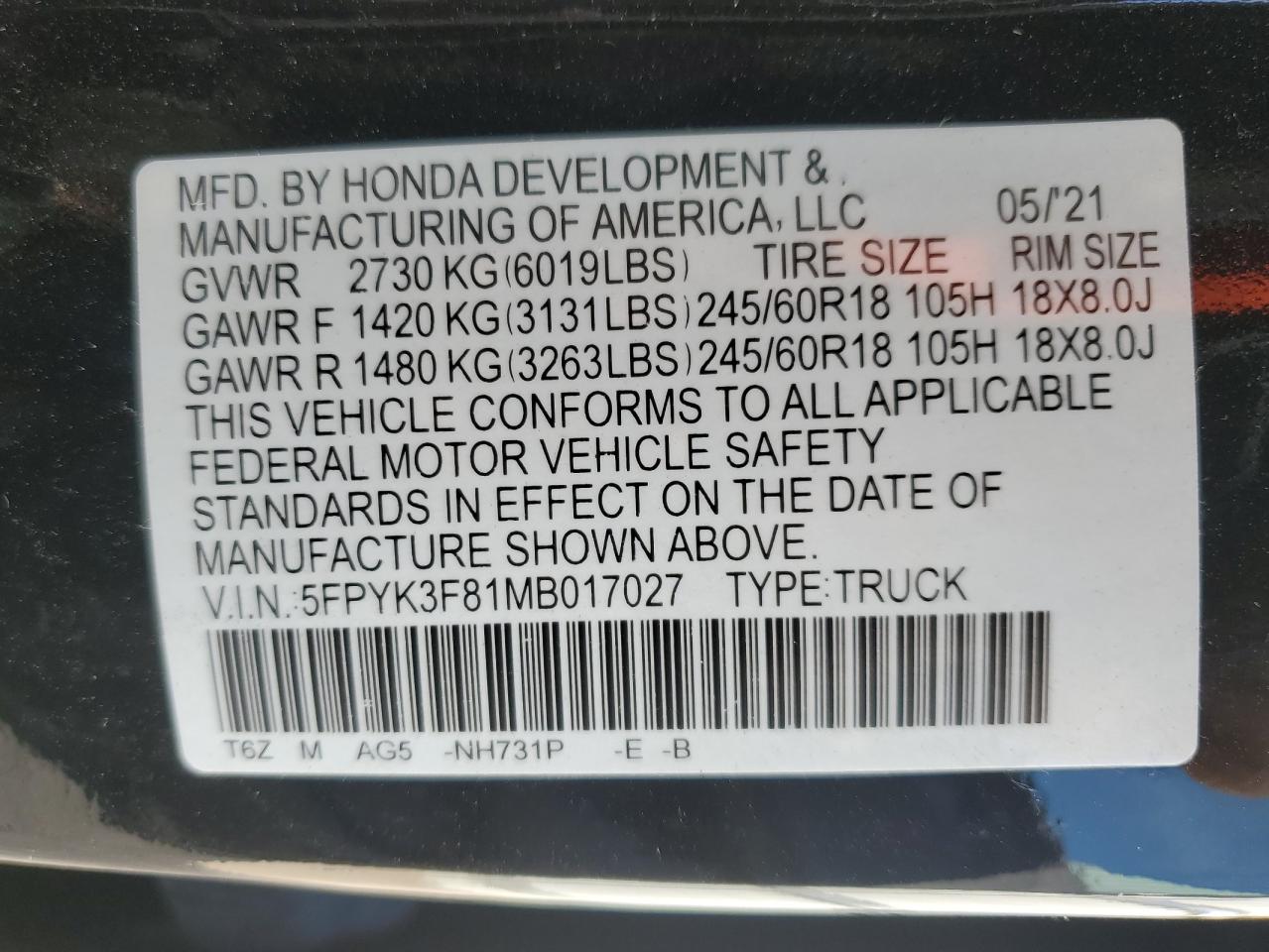 2021 Honda Ridgeline - Image 12