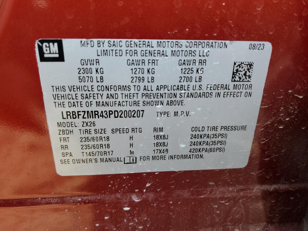 2023 Buick Envision Preferred VIN: LRBFZMR43PD200207 Lot: 82175374