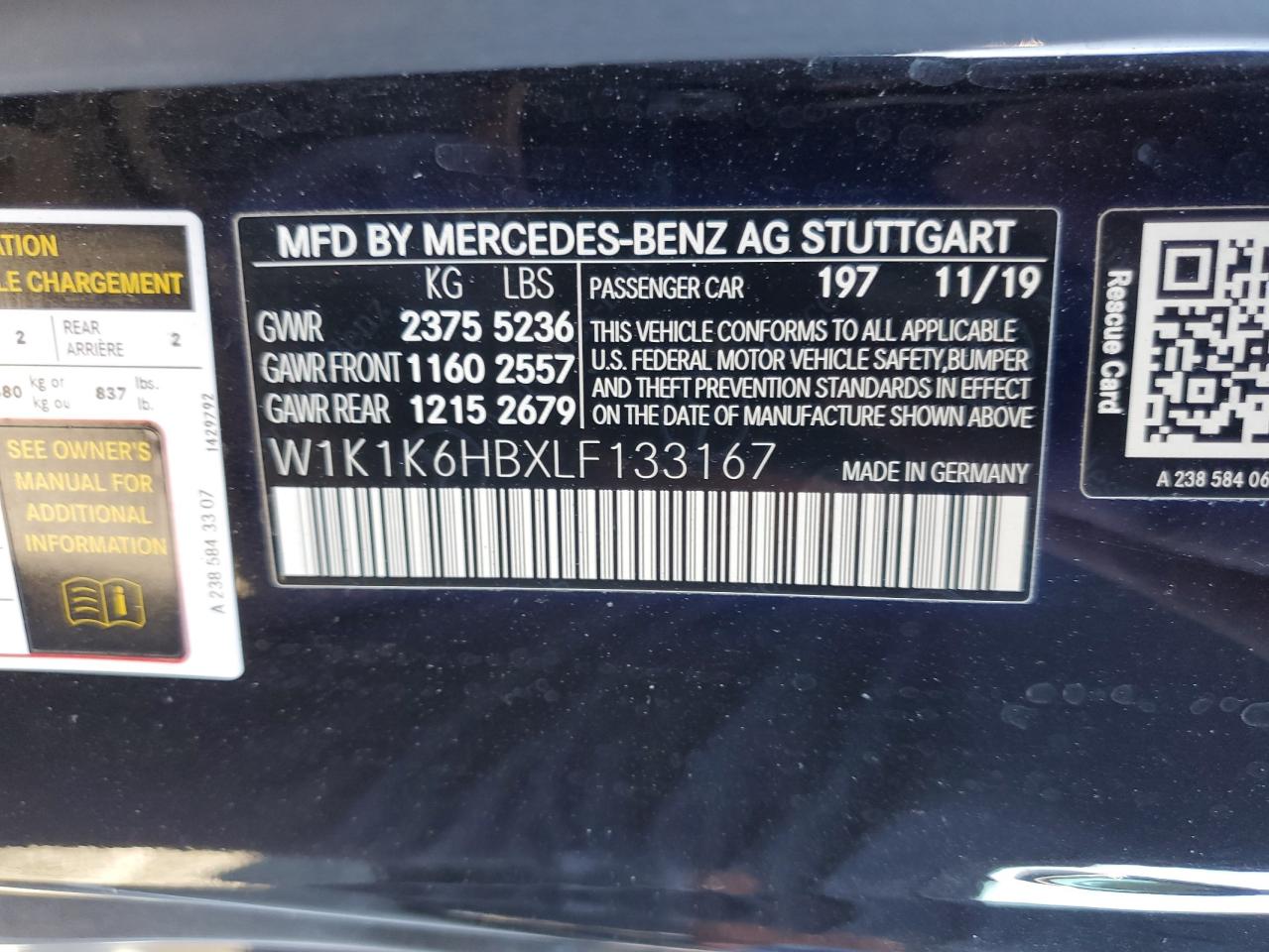 VIN W1K1K6HBXLF133167 2020 MERCEDES-BENZ E-CLASS no.12