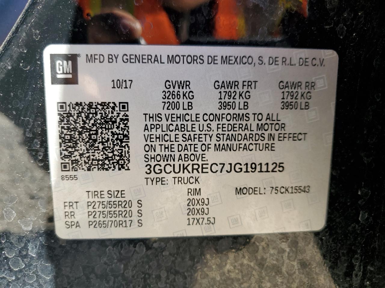 2018 Chevrolet Silverado K1500 Lt VIN: 3GCUKREC7JG191125 Lot: 80744724