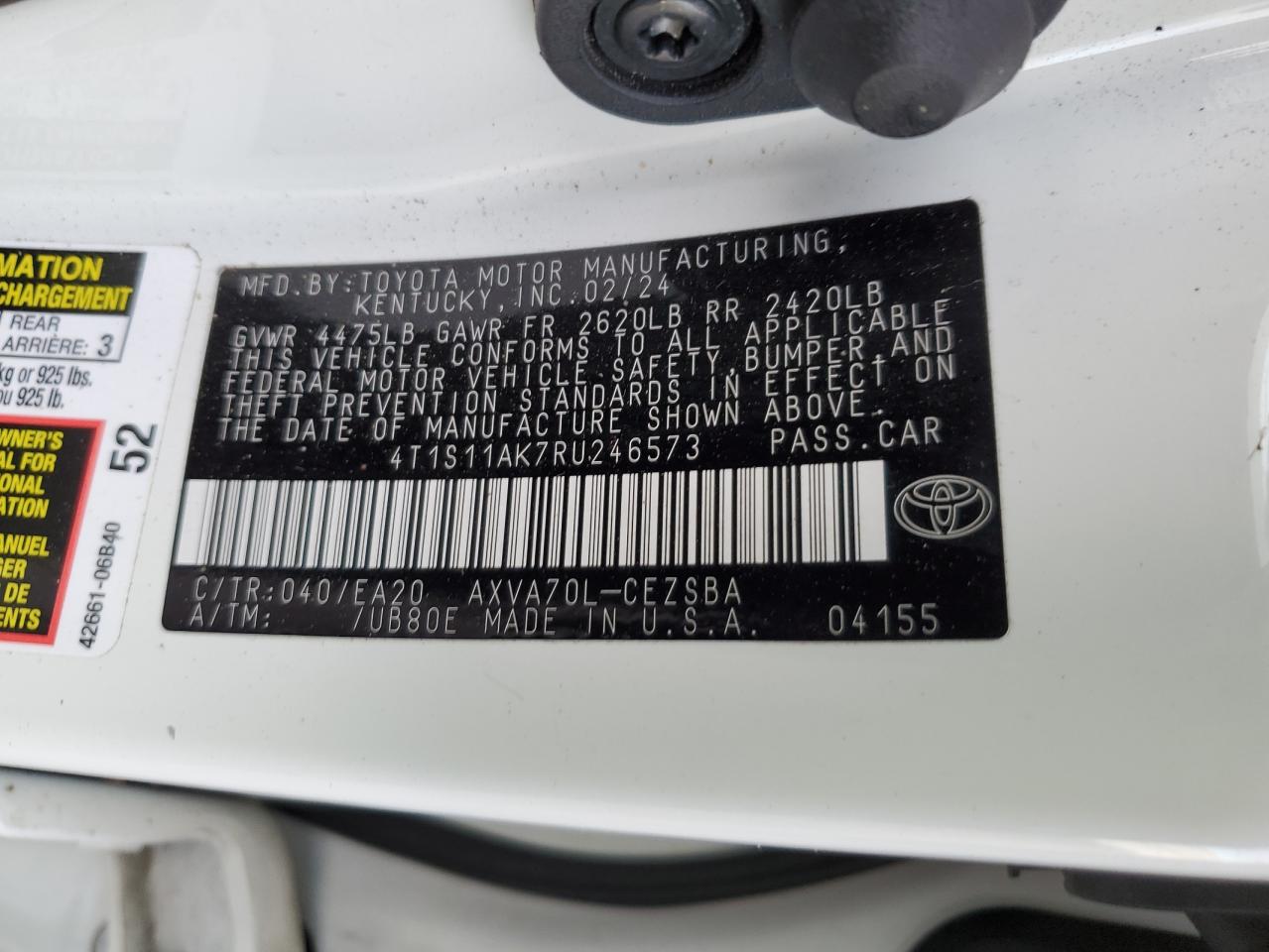 VIN 4T1S11AK7RU246573 2024 TOYOTA CAMRY no.13