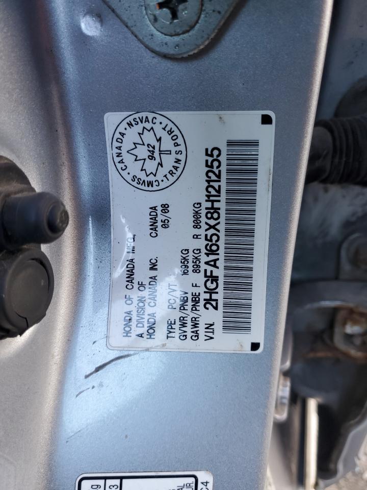 2008 Honda Civic Lx VIN: 2HGFA165X8H121255 Lot: 78911684