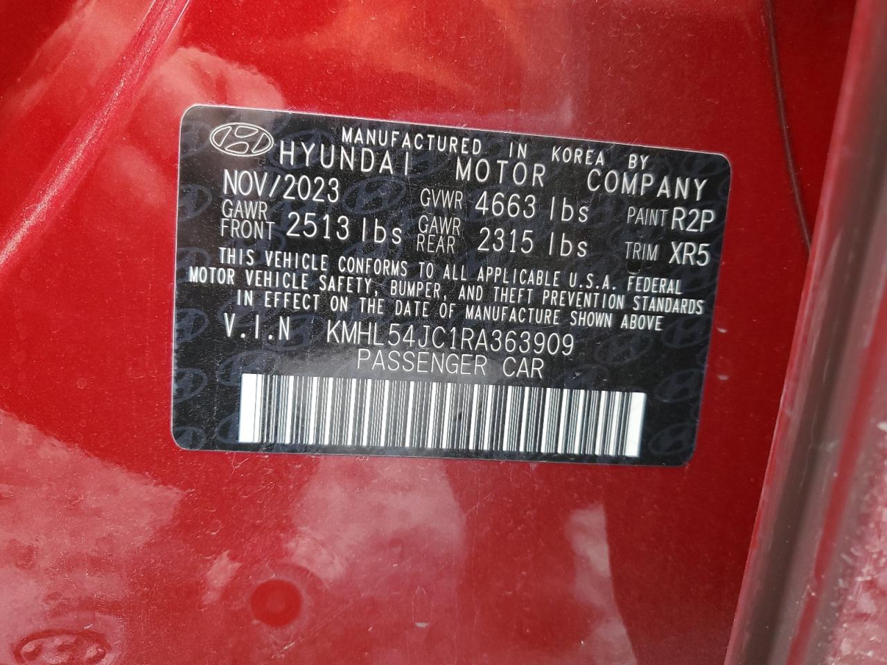 VIN KMHL54JC1RA363909 2024 HYUNDAI SONATA no.12