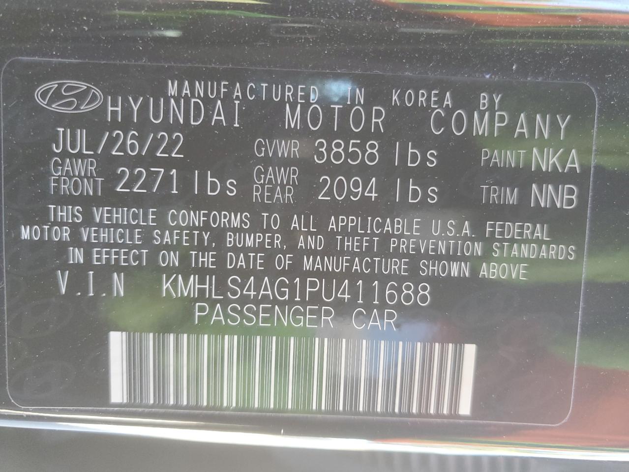 2023 Hyundai Elantra Sel VIN: KMHLS4AG1PU411688 Lot: 80100694