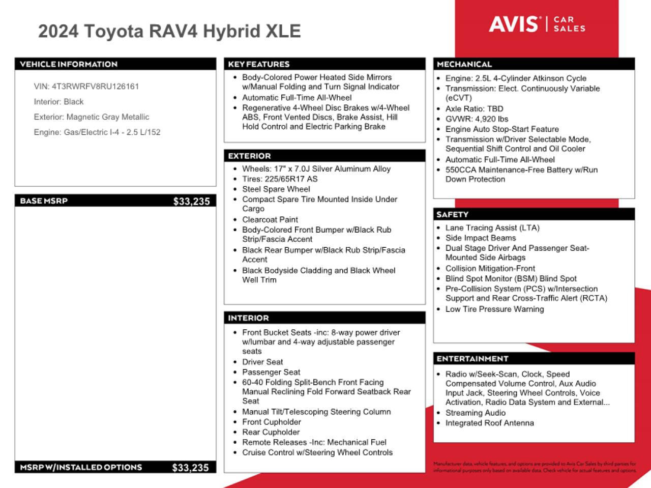 2024 Toyota Rav4 Xle VIN: 4T3RWRFV8RU126161 Lot: 81050484