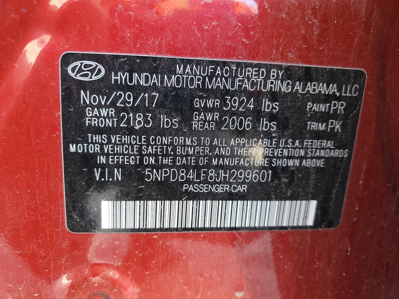 VIN 5NPD84LF8JH299601 2018 HYUNDAI ELANTRA no.12