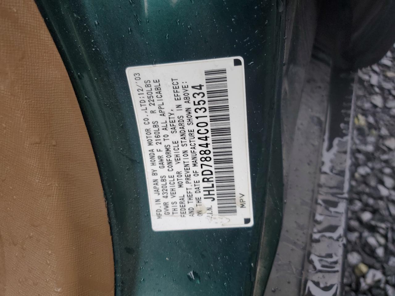 2004 Honda Cr-V Ex VIN: JHLRD78844C013534 Lot: 81588064