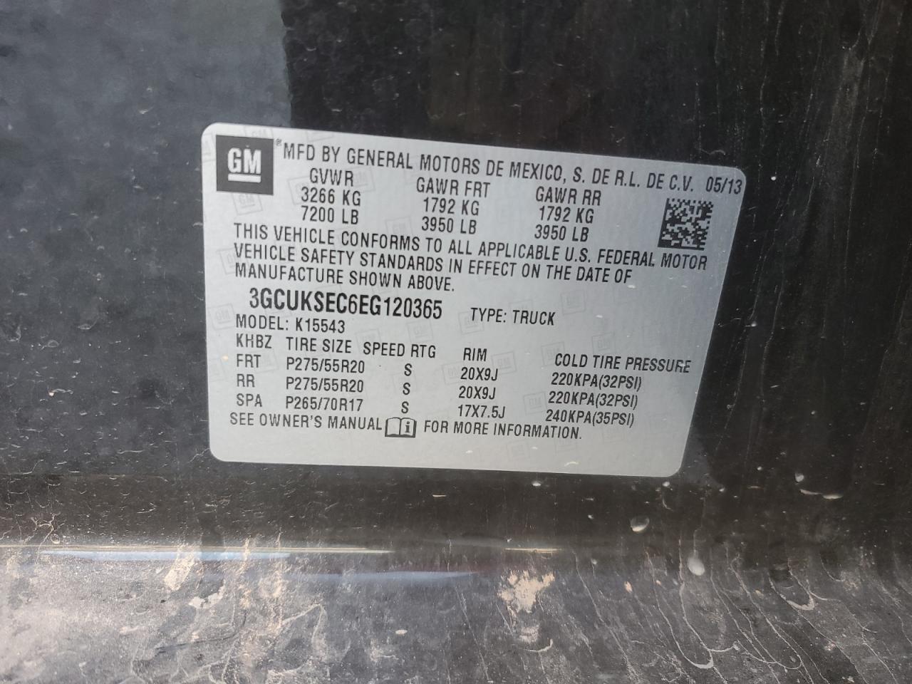 VIN 3GCUKSEC6EG120365 2014 CHEVROLET ALL Models no.12