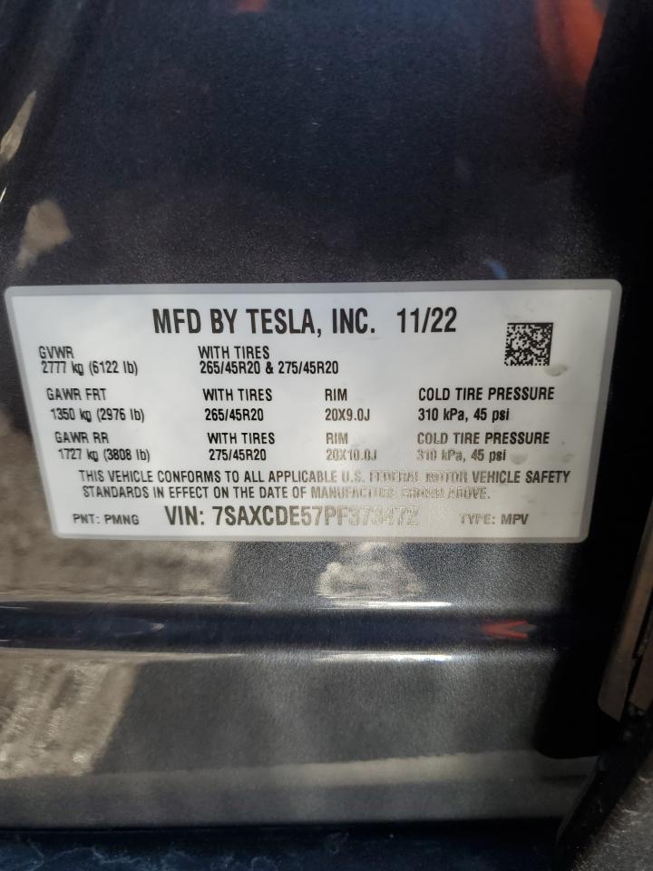 2023 Tesla Model X VIN: 7SAXCDE57PF373472 Lot: 80542094