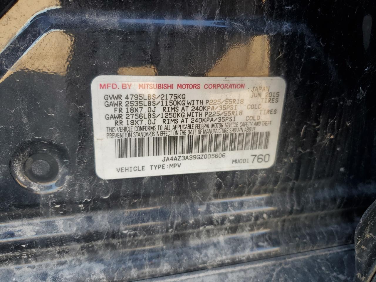 2016 Mitsubishi Outlander Se VIN: JA4AZ3A39GZ005606 Lot: 80711904