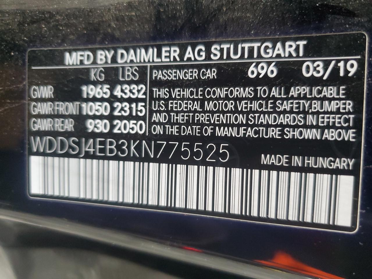 WDDSJ4EB3KN775525 Mercedes-Benz CLA-Class 2019. Фото: 11