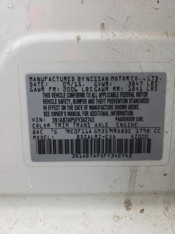 VIN 3N1AB7AP5FY342743 2015 NISSAN SENTRA no.13