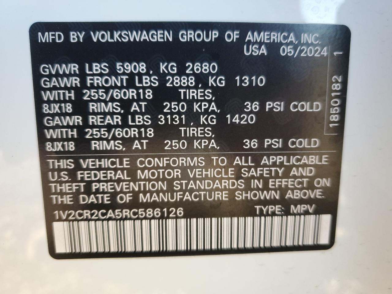 VIN 1V2CR2CA5RC586126 2024 VOLKSWAGEN ATLAS PEAK no.14