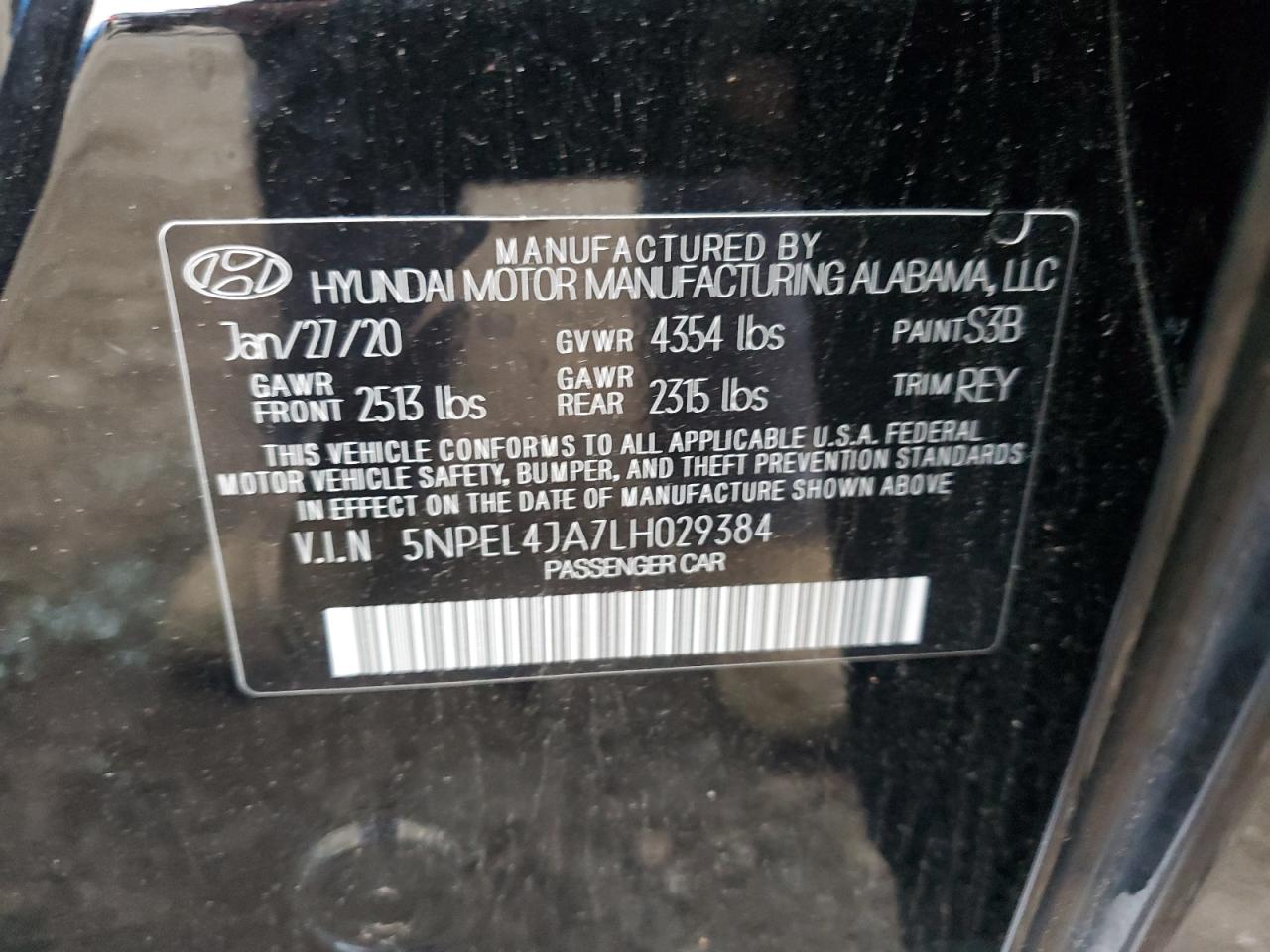 2020 Hyundai Sonata Sel VIN: 5NPEL4JA7LH029384 Lot: 81125844