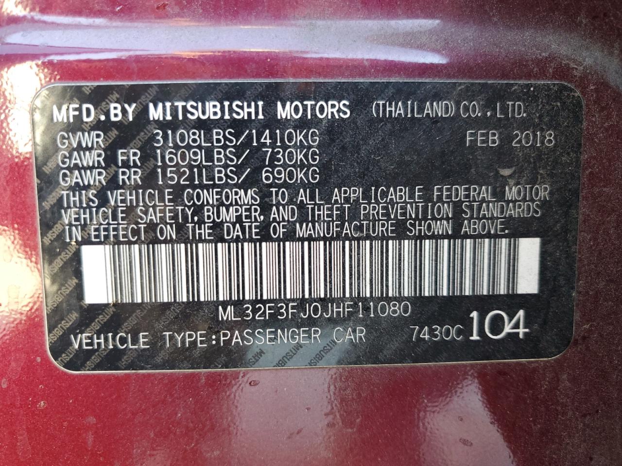 2018 Mitsubishi Mirage G4 Es VIN: ML32F3FJ0JHF11080 Lot: 80423794