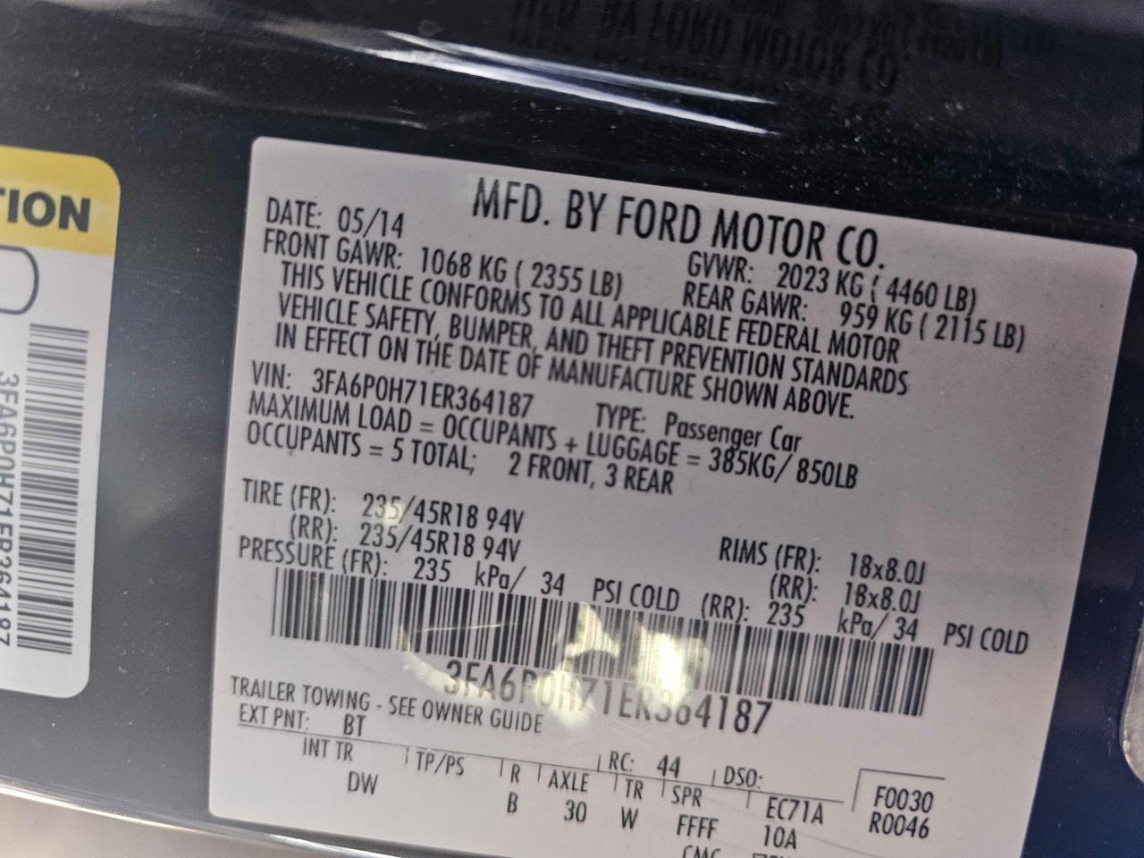 2014 Ford Fusion Se VIN: 3FA6P0H71ER364187 Lot: 81414144