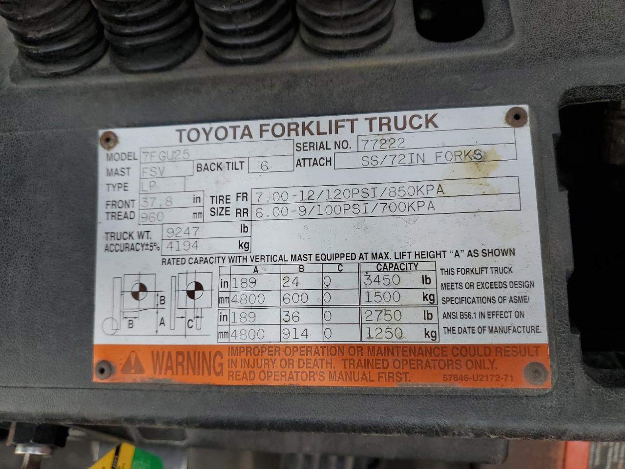 77222 2005 Toyota 7Fgu25