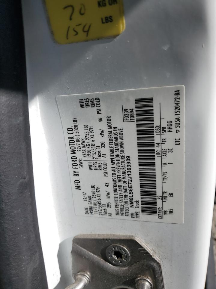 2018 Ford Transit Connect Xl VIN: NM0LS6E72J1363909 Lot: 82298894