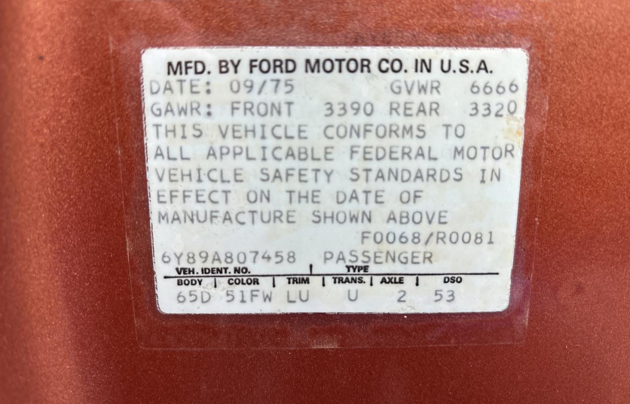 1976 Lincoln Mark Iv VIN: 6Y89A807458 Lot: 82037094