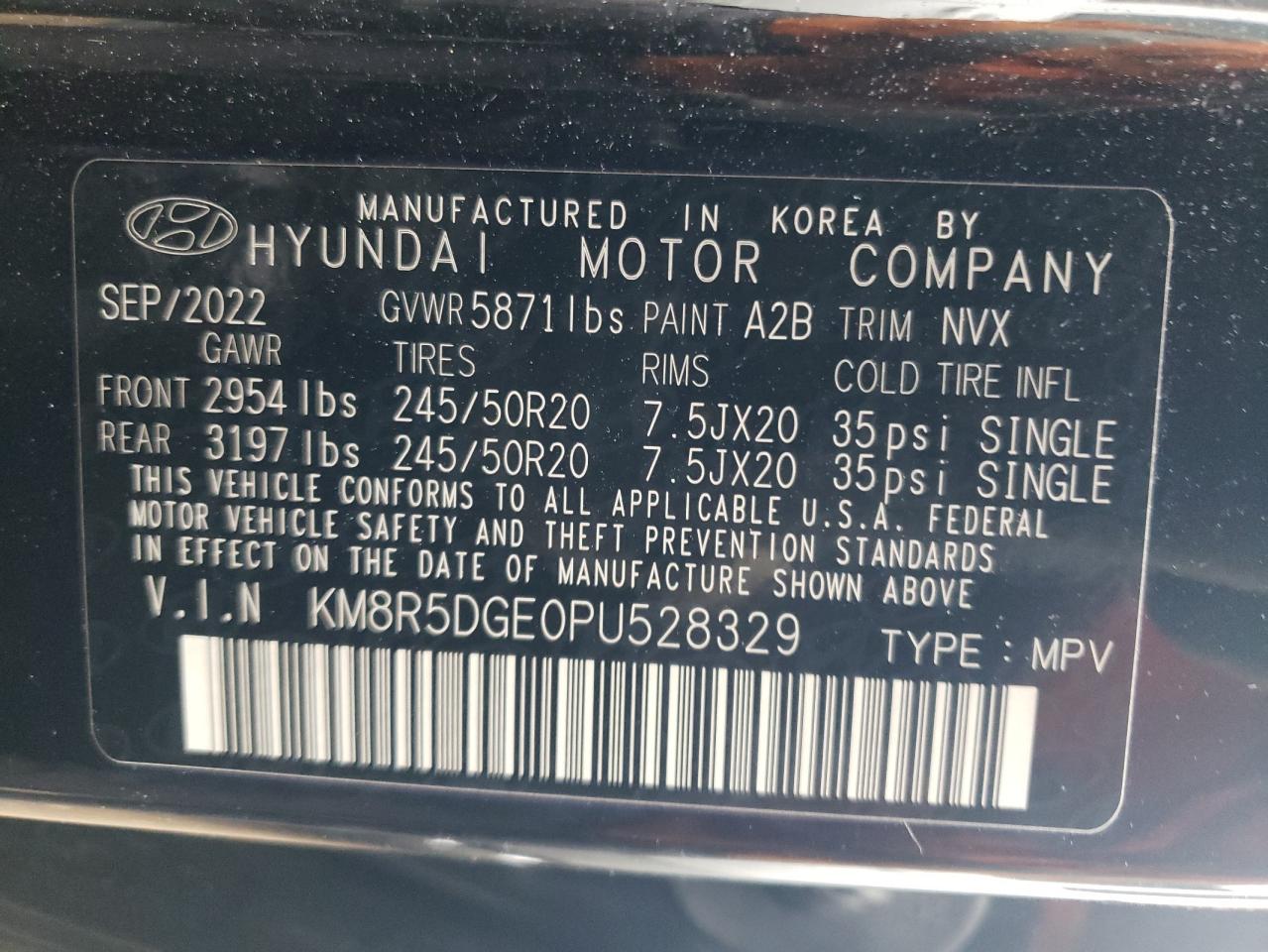 VIN KM8R5DGE0PU528329 2023 HYUNDAI PALISADE no.13