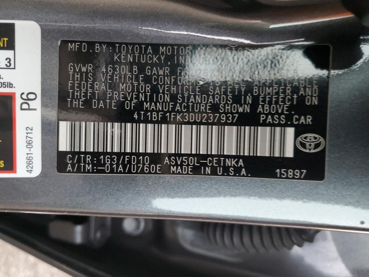 VIN 4T1BF1FK3DU237937 2013 TOYOTA CAMRY no.12