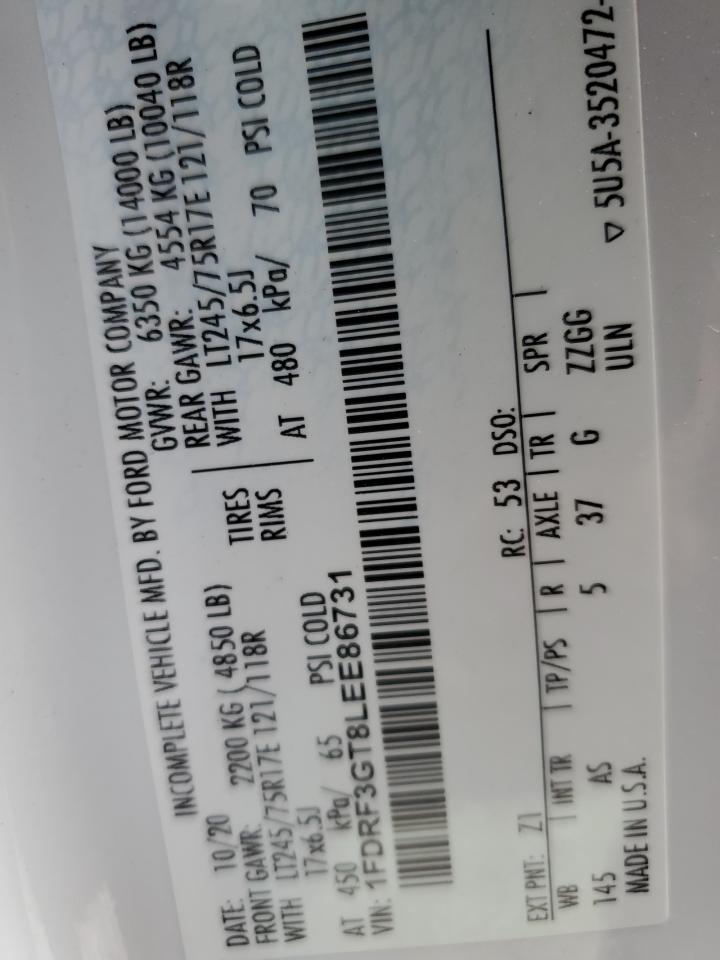 2020 Ford F350 Super Duty VIN: 1FDRF3GT8LEE86731 Lot: 82183044