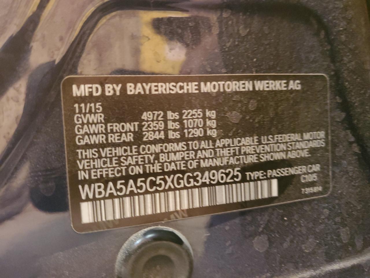 VIN WBA5A5C5XGG349625 2016 BMW 5 SERIES no.13